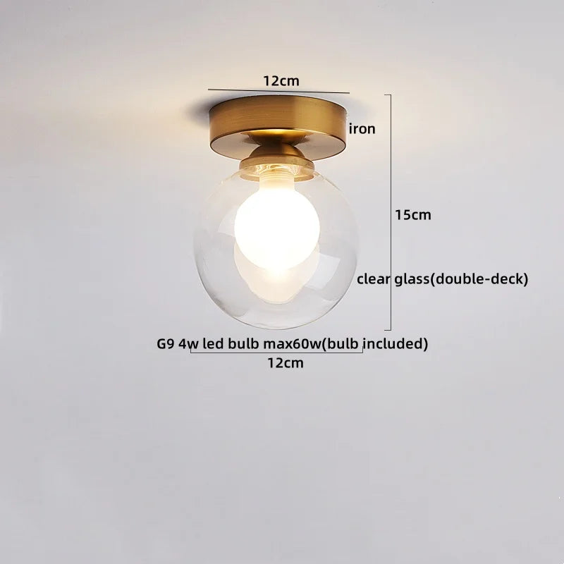 Afralia™ Wood Glass LED Ceiling Lamp Modern Kitchen Living Room Light Fixture