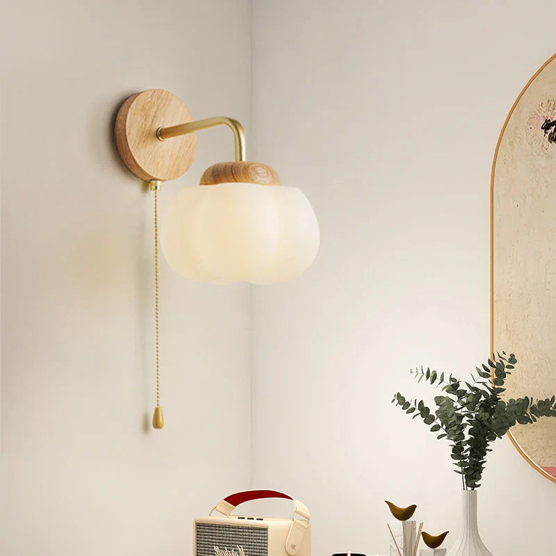 Afralia™ Cotton LED Wall Lamps with Pull Chain Switch for Restaurant Living Room Bedroom