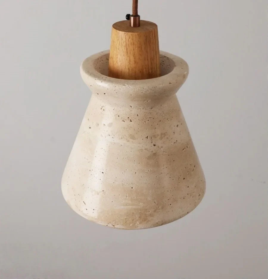 Afralia™ Stone LED Pendant Light: Nordic Modern Yellow Travertine Fixture for Living Dining Hallway