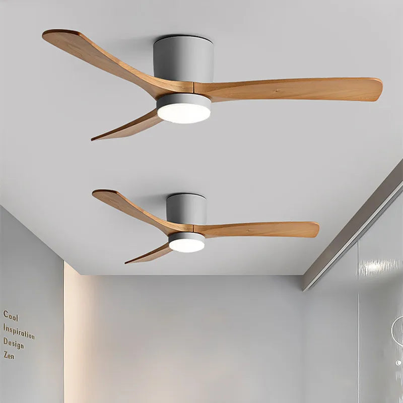 Afralia™ Nordic Wood Ceiling Fan with Reversible Motor, Remote Control & LED Light