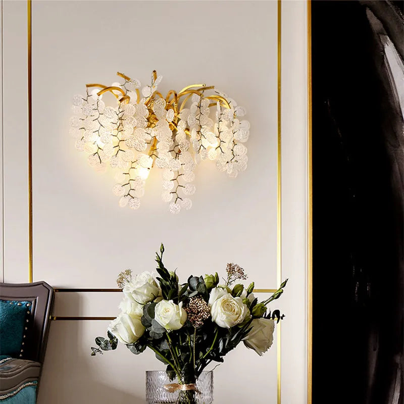 Afralia™ Crystal LED Wall Light Sconces for Living Room Bedroom, Modern Interior Wall Lamp