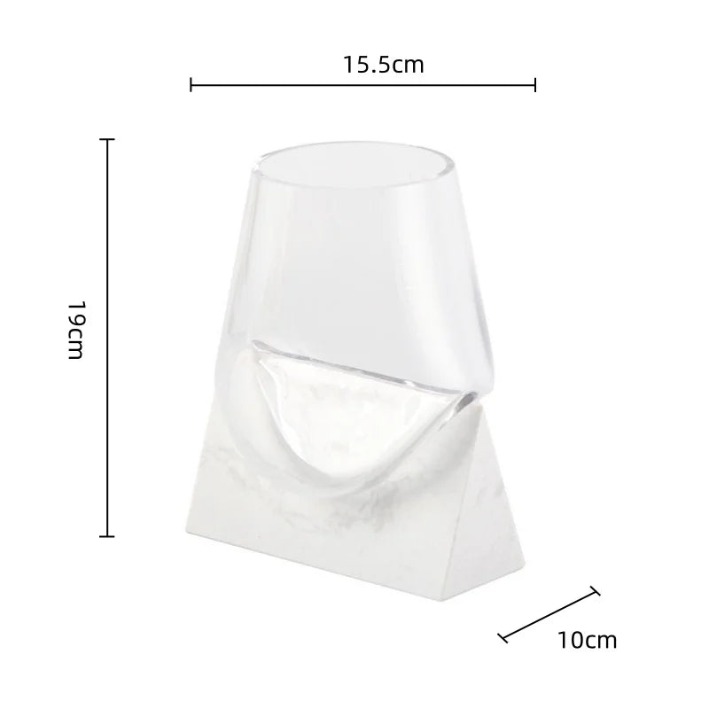 Afralia™ Abstract Glass Vase with Marble Base for Home Decoration