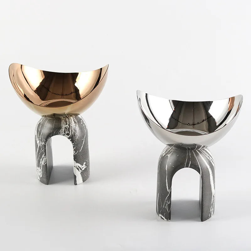 Afralia™ Geometric Marble Arch Fruit Plate: Stylish Metal Figurine Home Decoration Tray