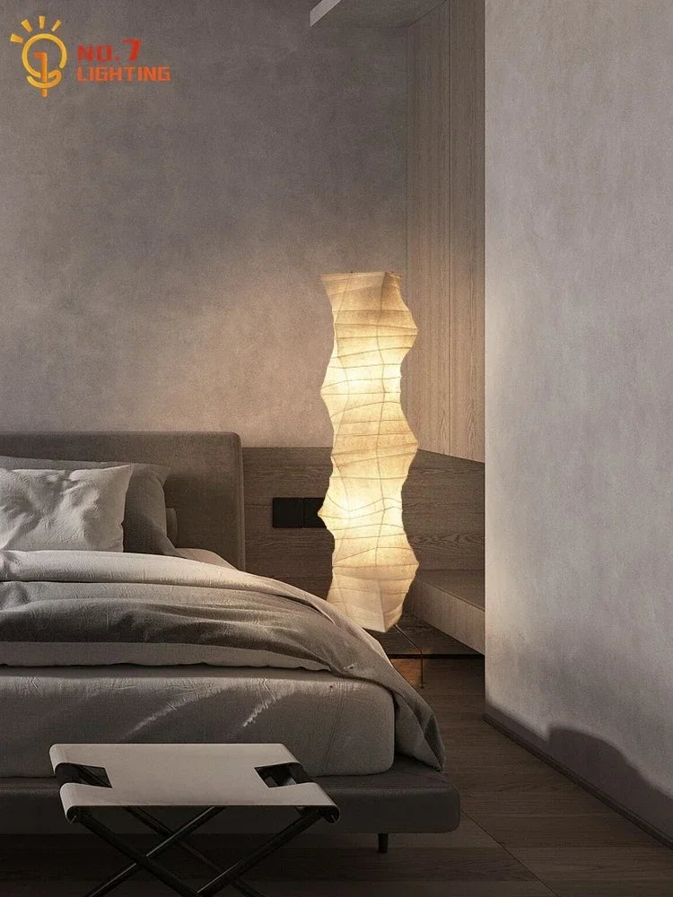 Afralia™ Akari Japanese Rice Paper Floor Lamp LED E27 Chandelier for Bedroom Living Room