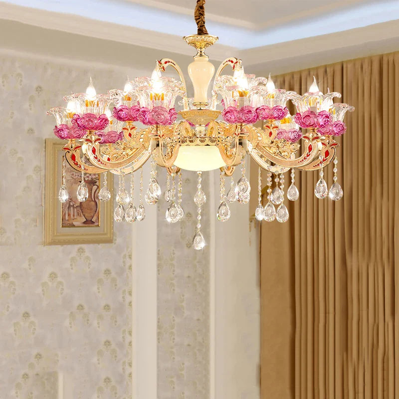 Afralia™ Flower Candle Villa Chandelier for Luxury Living and Dining Rooms