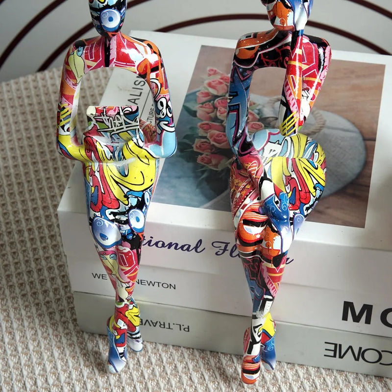 Afralia™ Abstract Figurine Modern Pop Art Sculpture for Home Decor