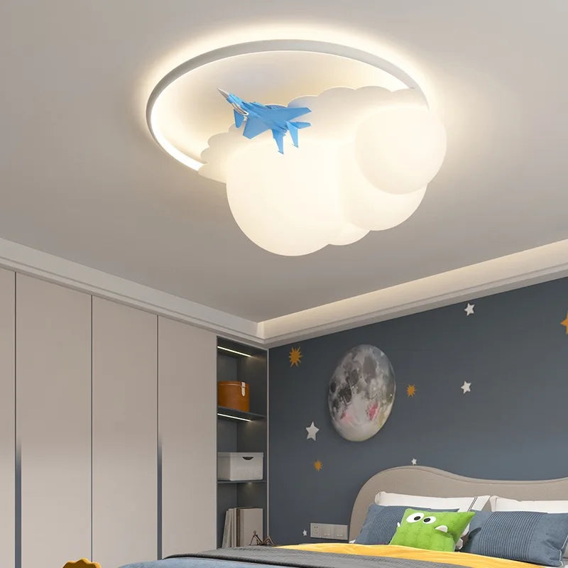 Afralia™ Kids Cloud Airplane Ceiling Light: Modern LED Bedroom Chandelier for Boys and Girls