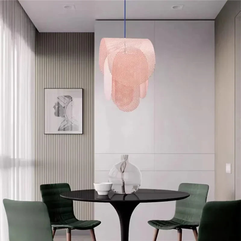 Afralia™ Posie Pendant Lamp: Nordic Pink Net Lighting for Children's Room & Study
