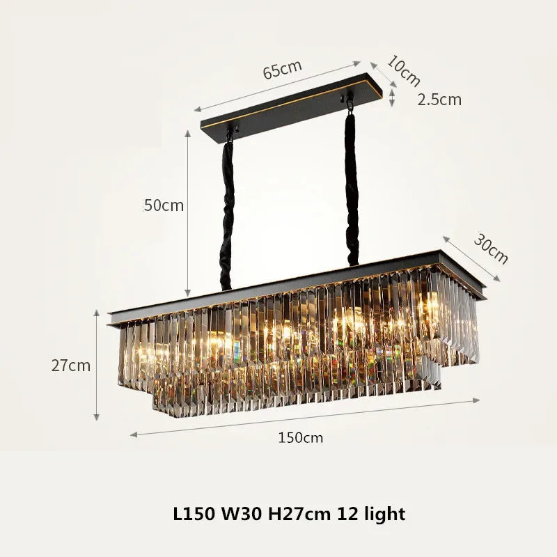 Afralia™ Gold Black Metal Crystal Pendant Lights Chain Hanging LED Suspension Lamp Fixtures