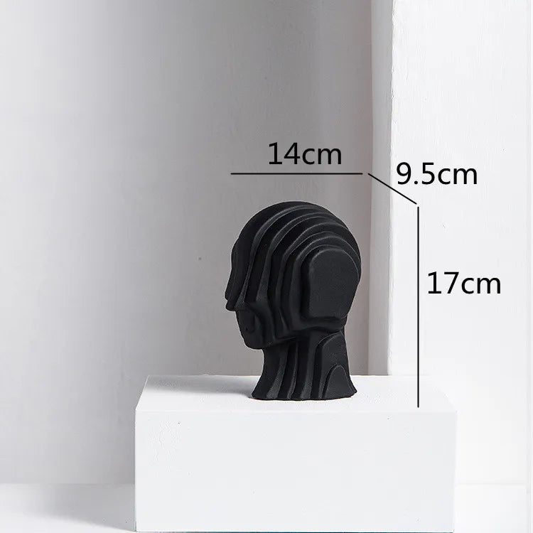 Afralia™ Geometric Ceramic Head Sculpture | Golden Alien Figurine