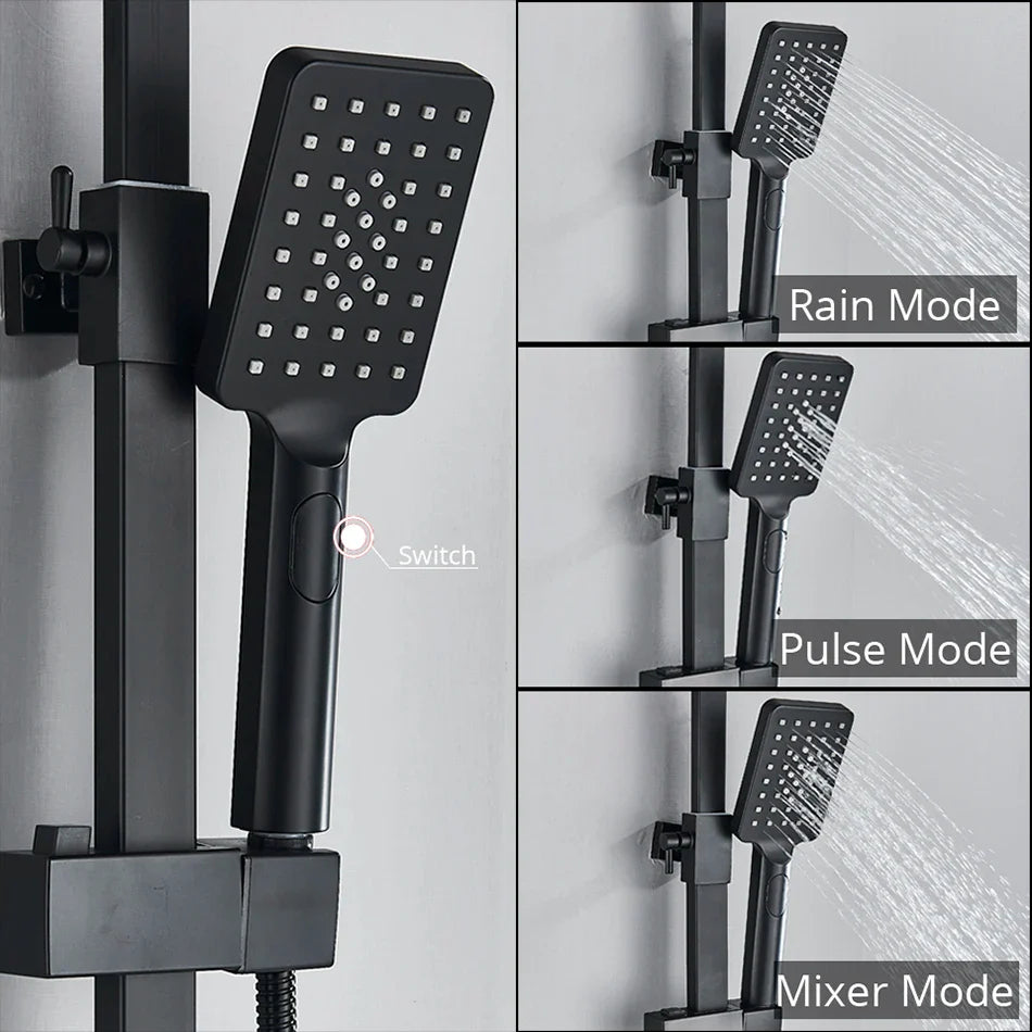 Afralia™ Square Rainfall Shower Head: Luxury ABS Plastic, Chrome & Black, Bathroom Faucet Accessory.