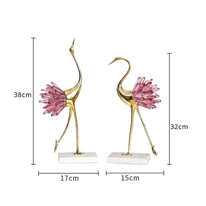 Afralia™ Crystal Bird Metal Handicraft Sculpture Decorative Figurines