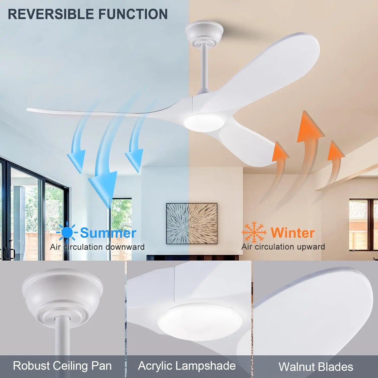 Afralia™ Wooden Ceiling Fan with LED Light and Control - Ideal for Bedroom, Living Room, Office