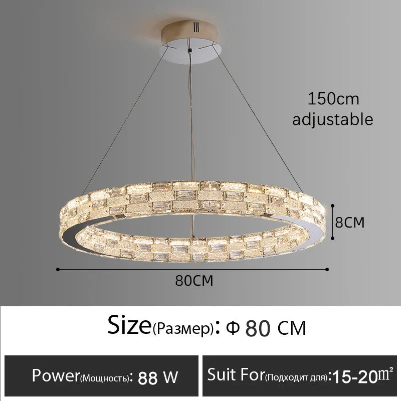 Afralia™ Golden Crystal Ring Chandelier: Luxury Gloss Ceiling Lighting for Modern Living Room