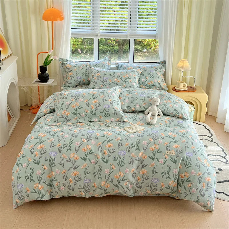 Afralia™ Luxury Cotton Stripe Printed Bedding Sets for Queen King Beds.