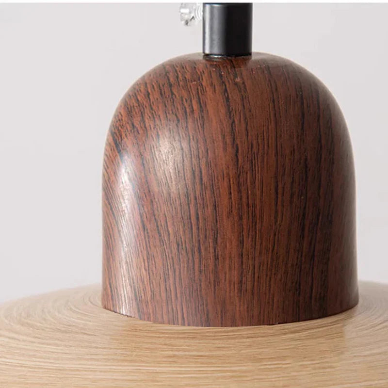 Afralia™ Japanese Wooden Stone Chandelier Pendant Light, Wabi-Sabi Style Yellow Cavity-Stone Lamp