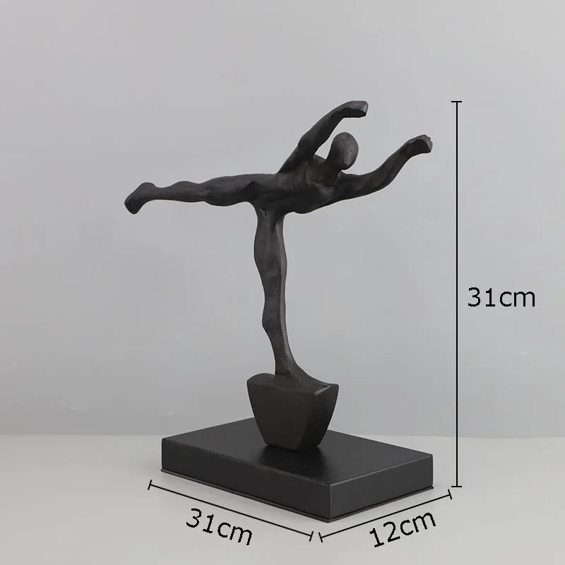 Afralia™ Abstract Cast Iron Figure Sculpture Modern Home Decor Statue Craft