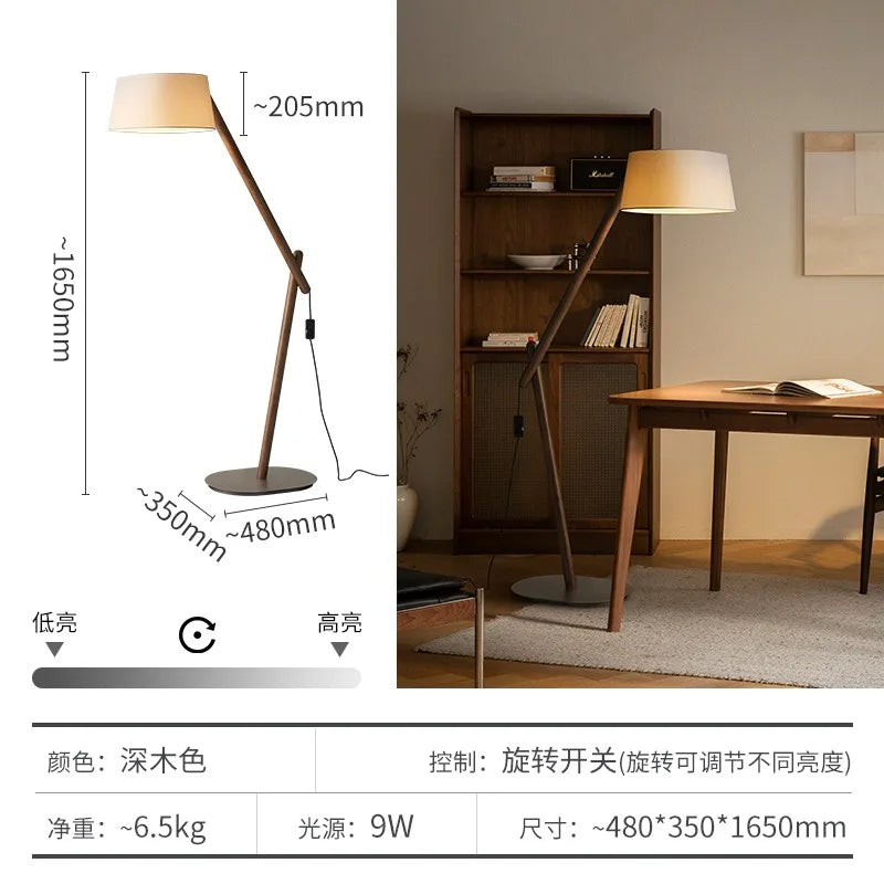 Afralia™ Solid Wood Floor Lamp LED E27 for Living Room Sofas Bedroom Study Area