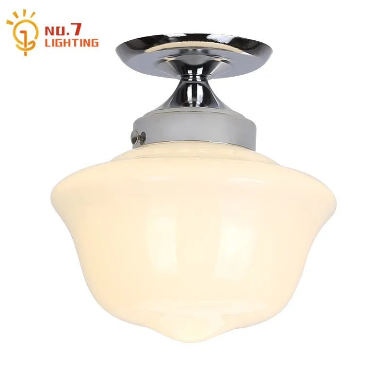 Afralia™ Cream Glass Pendant Lights LED E27 Retro Hanging Lamp for Bedroom, Kitchen, Restaurant