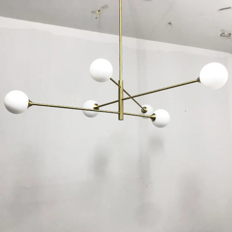Afralia™ Glass Brass Chandelier: Nordic Modern Pendant Lights for Home, Living Room, Bedroom, Restaurant, Cafe