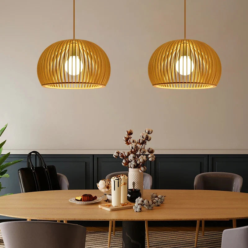 Afralia™ Wood Cage Pendant Lights | Nordic Bar Hanging Lamps | Home Decorative Lighting