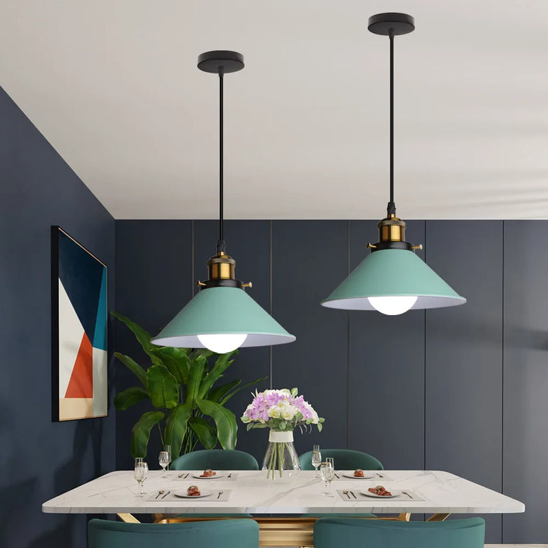 Afralia™ Retro Horn Pendant Light: Industrial Style, Multi-Coloured Shades, Commercial Lighting