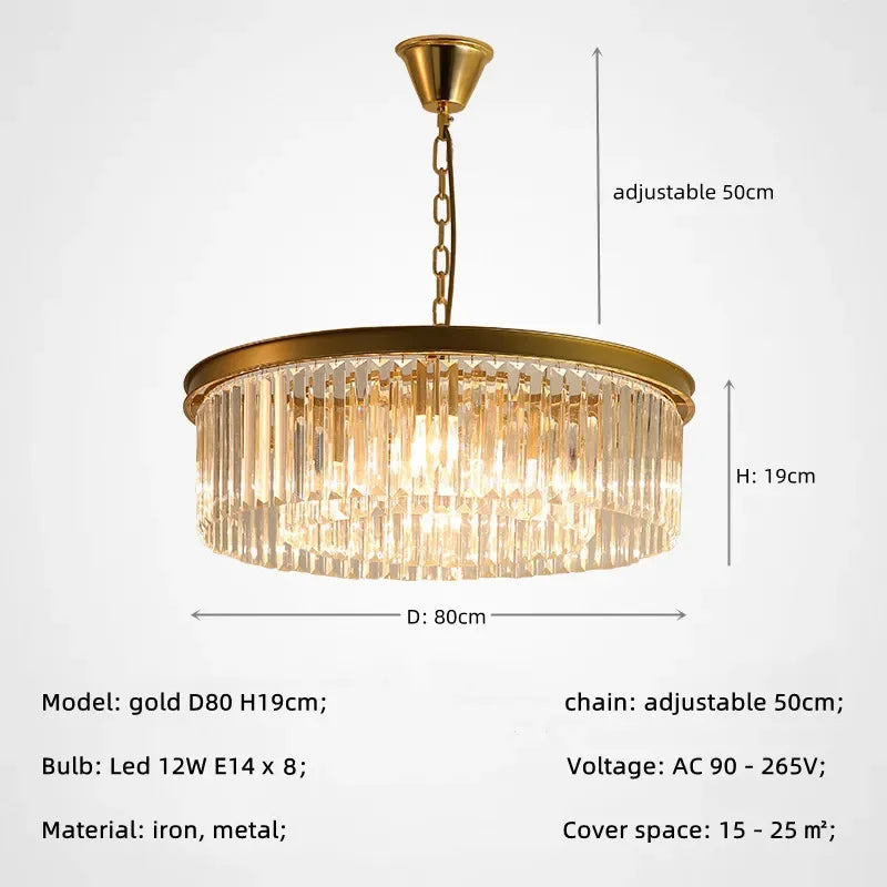 Afralia™ Gold Black Metal Crystal Pendant Lights Chain Hanging LED Suspension Lamp Fixtures