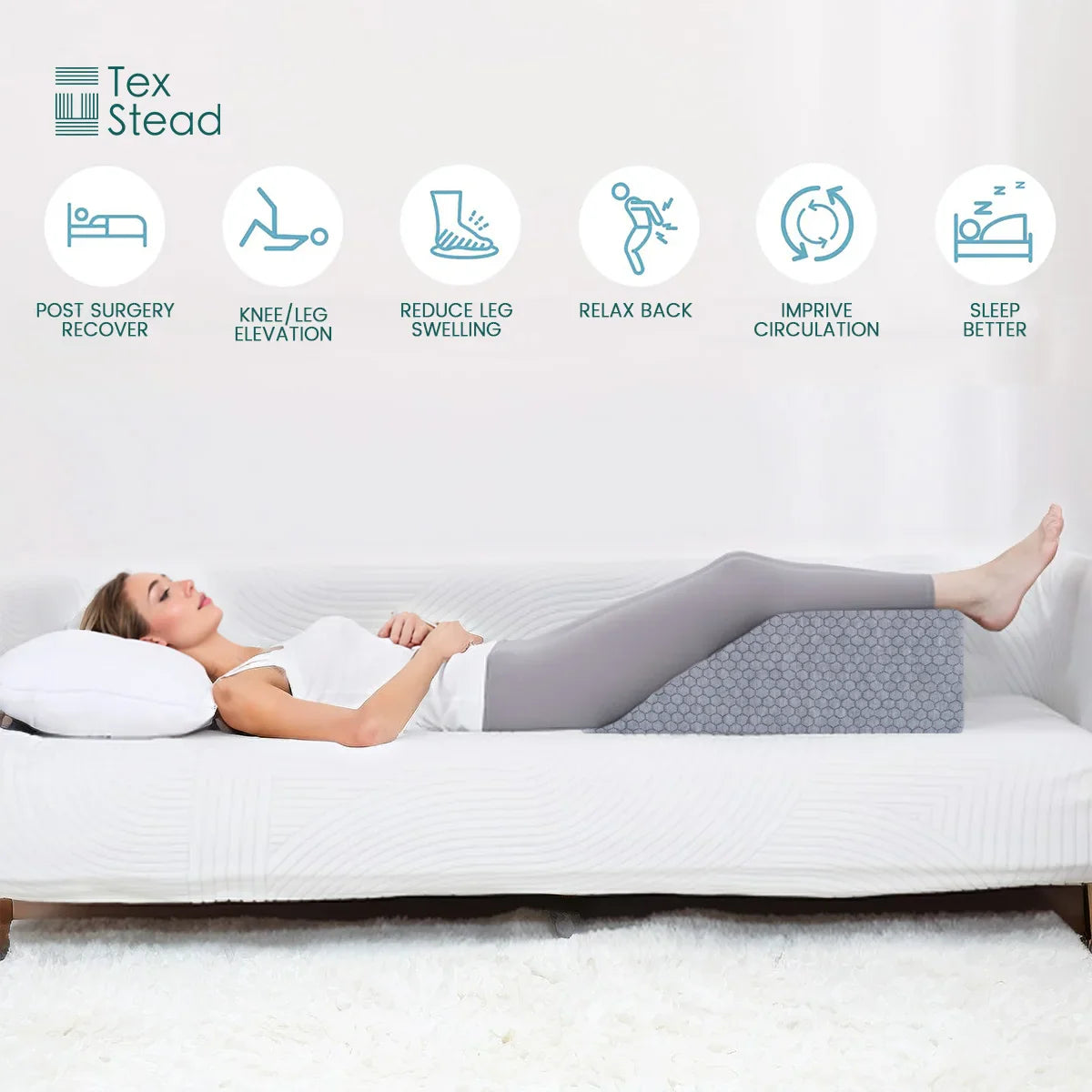 Afralia™ Memory Foam Bed Wedge & Leg Elevation Pillow - Neck, Back, Leg Support