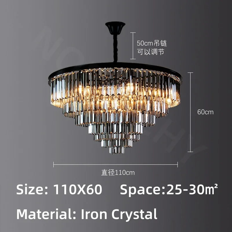 Afralia™ Crystal Pendant Light: Black Rectangular Dining Room Fixture, American Style Retro Design