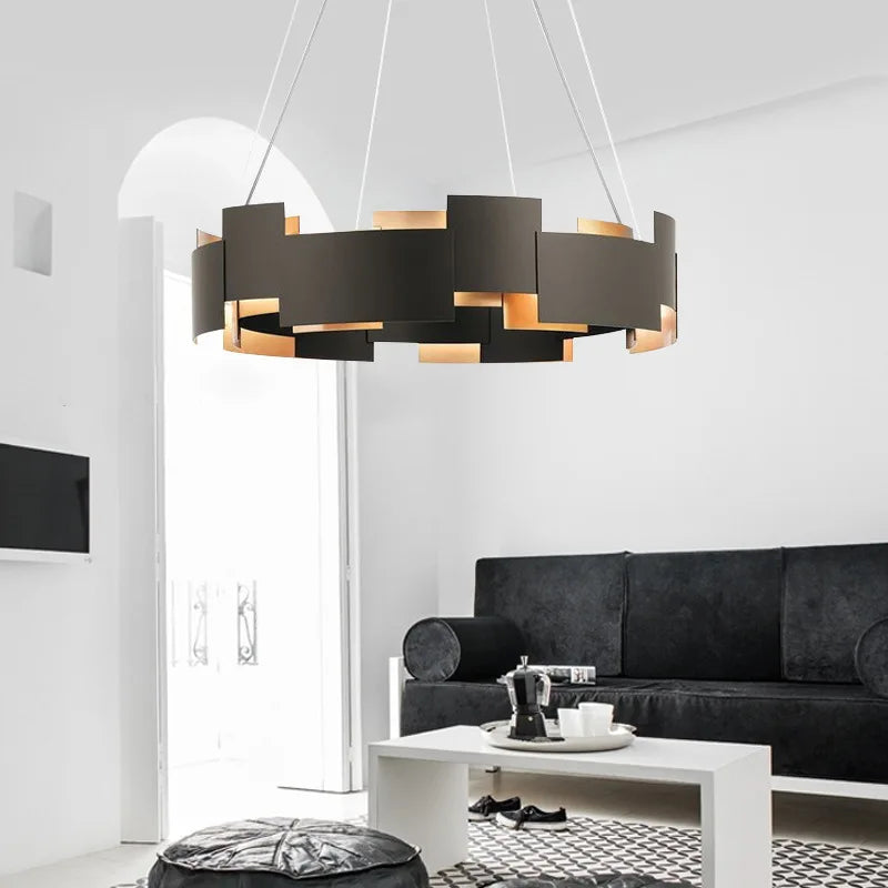 Afralia™ Black Scandinavian Style Ceiling Chandelier LED Lustres for Living Room Bedroom