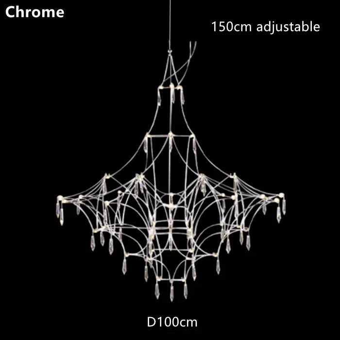 Afralia™ Quasar Crystal LED Golden Lustre Pendant Lamp - Chrome Design for Home Lighting