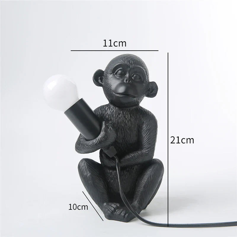 Afralia™ Monkey Resin Desk Lamp: Nordic Animal Decor for Bedroom, Children's Room, or Office
