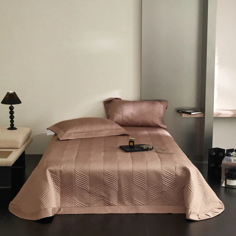 Afralia™ Quilted Egyptian Cotton Bedspread Set - Queen Size