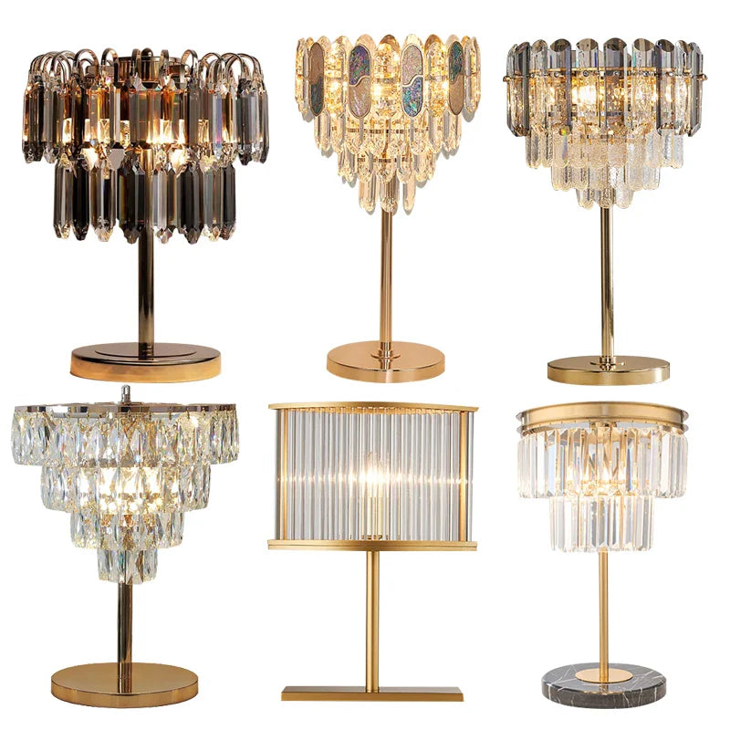 Afralia™ Crystal Table Decor Lamp 3000K E14 Bulb Desk Light for Bedside Office