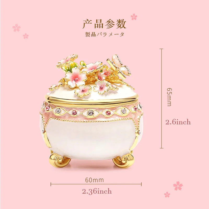 Afralia™ Cherry Blossom Jewelry Trinket Box: Wedding Ring Holder & Dressing Table Decor