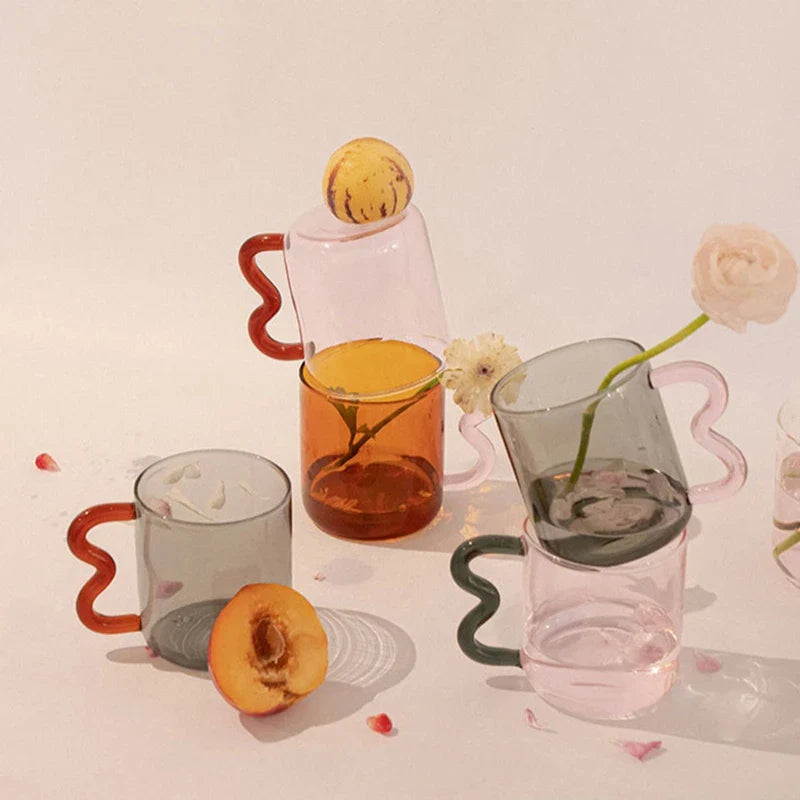 Afralia™ Handmade Glass Mug High Borosilicate Heat-resistant Tea Coffee Cup