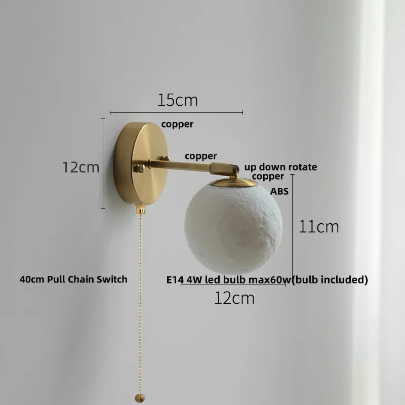 Afralia™ Moon Wall Sconce Up Down Rotate LED Light, Modern Nordic Bedside Lamp
