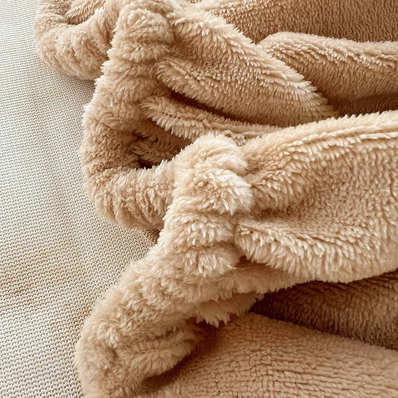 Afralia™ Faux Rabbit Plush Coral Fleece Fitted Sheet for Single Bed in Autumn/Winter