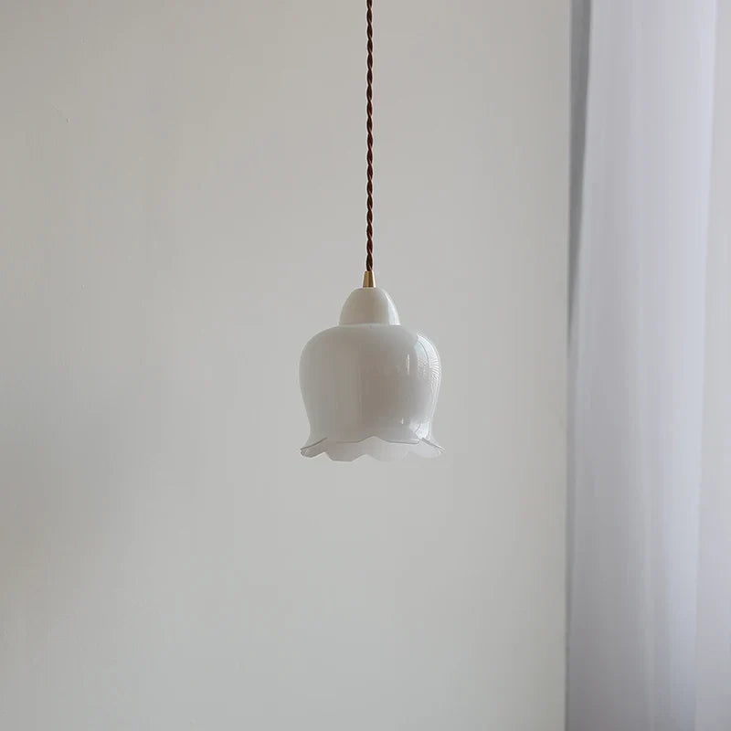 Afralia™ White Glass LED Pendant Light Nordic Modern Adjustable Hanging Light