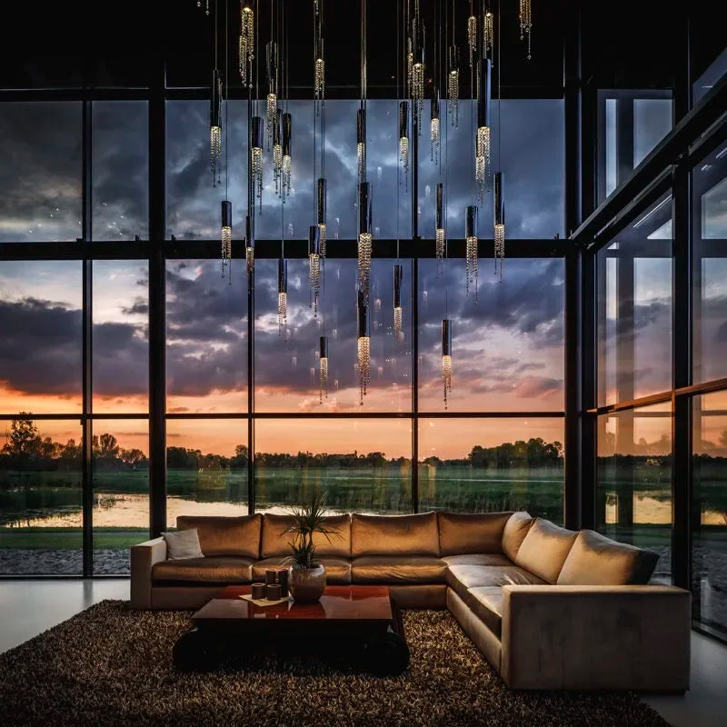 Afralia™ Crystal LED Chandelier: Modern Luxury Staircase Hanging Fixture for Indoor Spaces