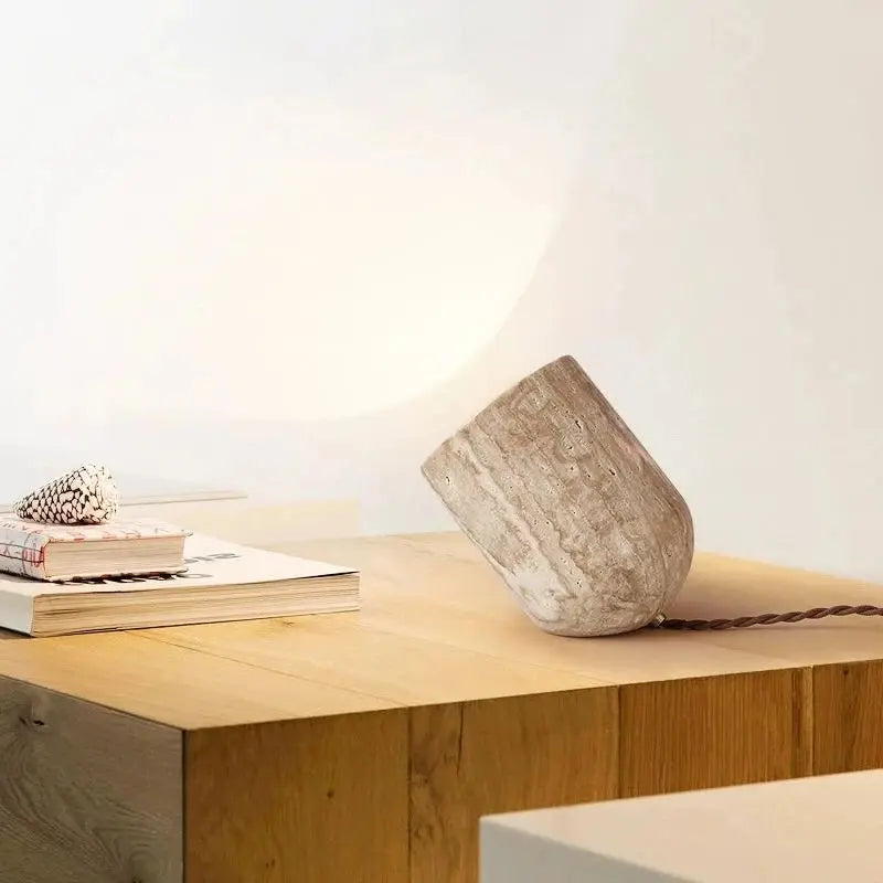 Afralia™ Travertine Stone Table Lamp for Modern Bedroom Décor