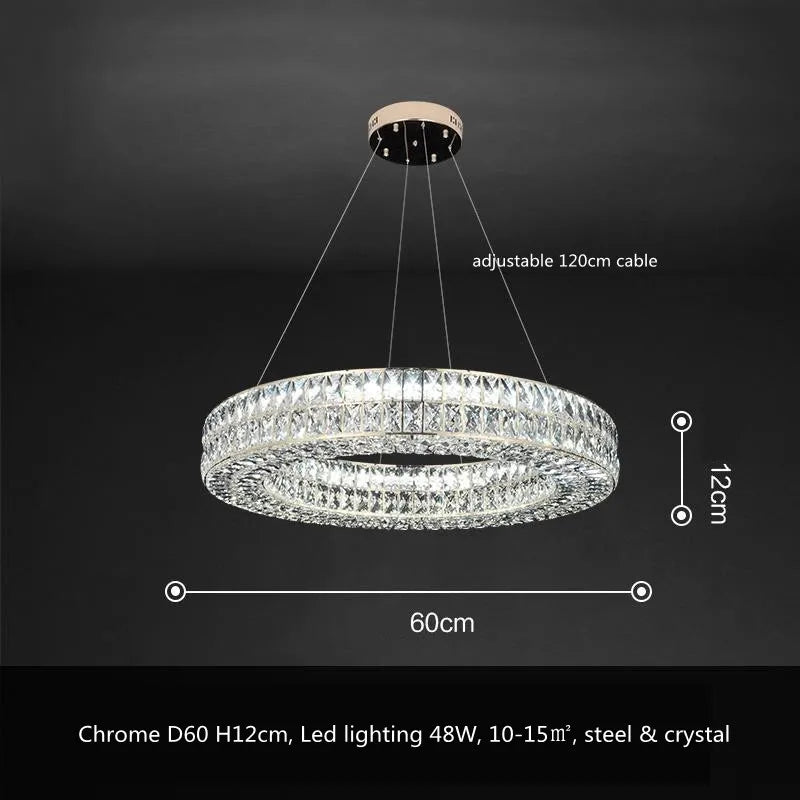 Afralia™ Crystal LED Pendant Light: Luxury Steel Hanging Lamp for Modern Foyer, Dining Room