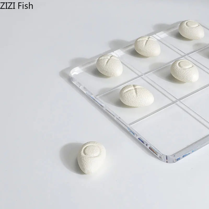 Afralia™ Acrylic Tic-Tac-Toe Chessboard Set with Resin Pieces