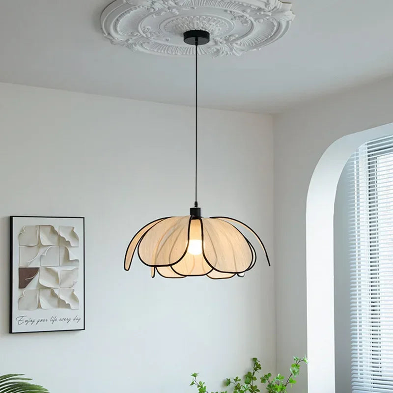 Afralia™ Petal Rattan Pendant Lamp, Elegant Ceiling Light for Dining Room & Living Space