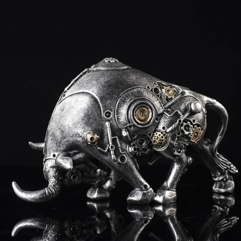 Afralia™ Steampunk Bull Statues Resin Figurines Living Room Office Decoration