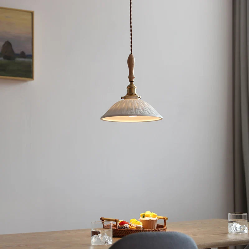 Afralia™ Nordic Ash Wood LED Pendant Lamp Copper Indoor Lighting