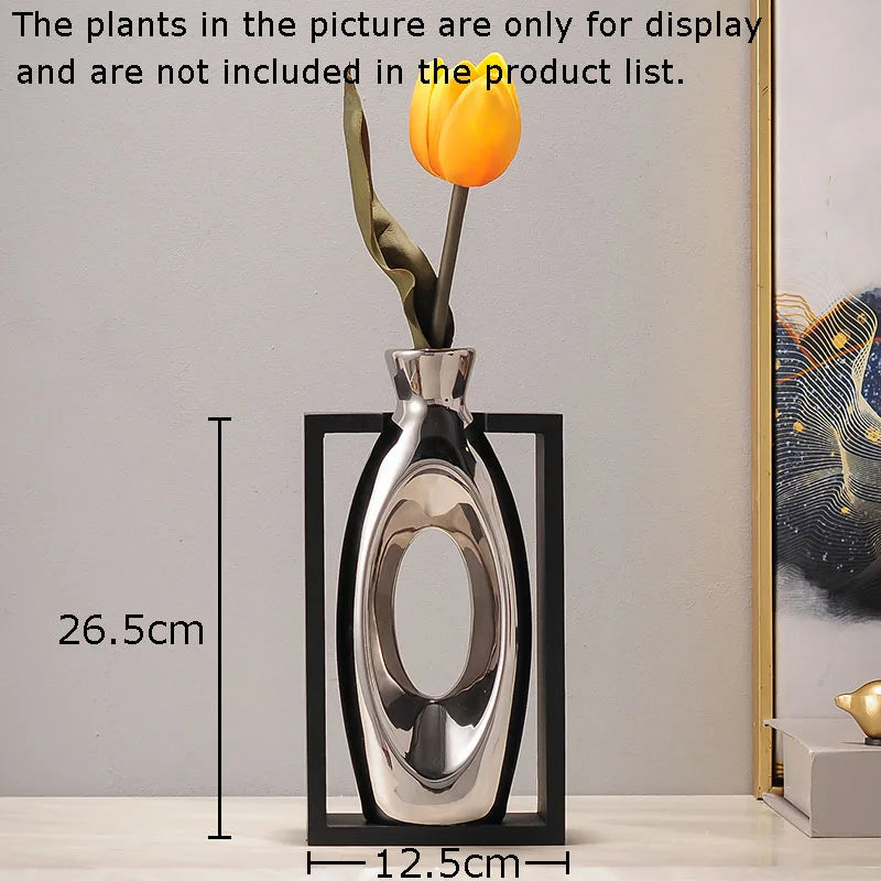 Afralia™ Elegant Square Ceramic Vase with Artificial Flowers for Desk Decoration