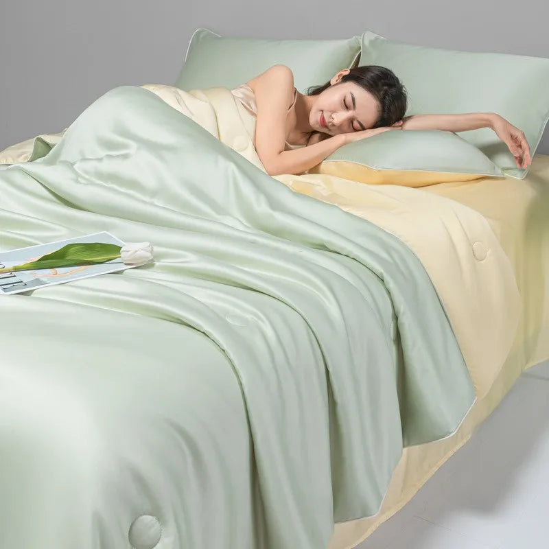 Afralia™ Cool Ice Silk Summer Quilt Set for Single Double Beds