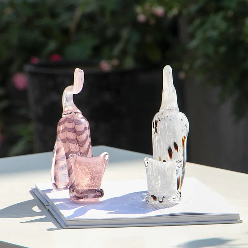 Afralia™ Crystal Cat Figurine | Decorative Kitten Statue for Home Decoration