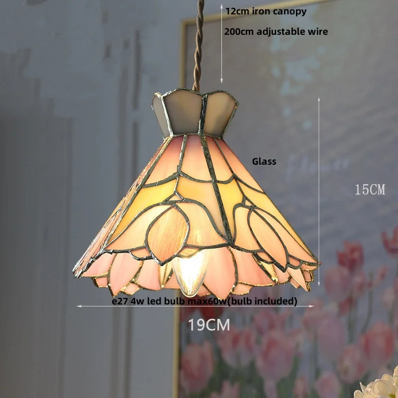 Afralia™ Tiffany Handcraft Glass Pendant Light - Japan Style Dining Room Hanging Lamp